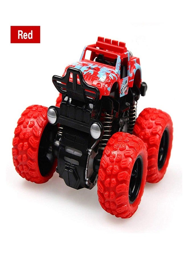 Favela Plastic Monster Trucks Friction Powered Cars Big Rubber Tires for Kids, Pack of 1, Red - Image 1